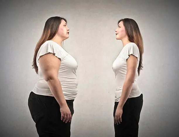 A fat women comparing her to a slim women